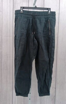 Athleta Cabo Linen Joggers Black Size 12P (13-AC1)
