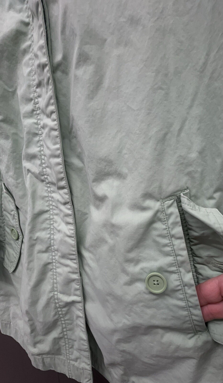 Gap Rain Trench Coat Women M Green Cotton Pockets Lined Preppy Old Money Jacket