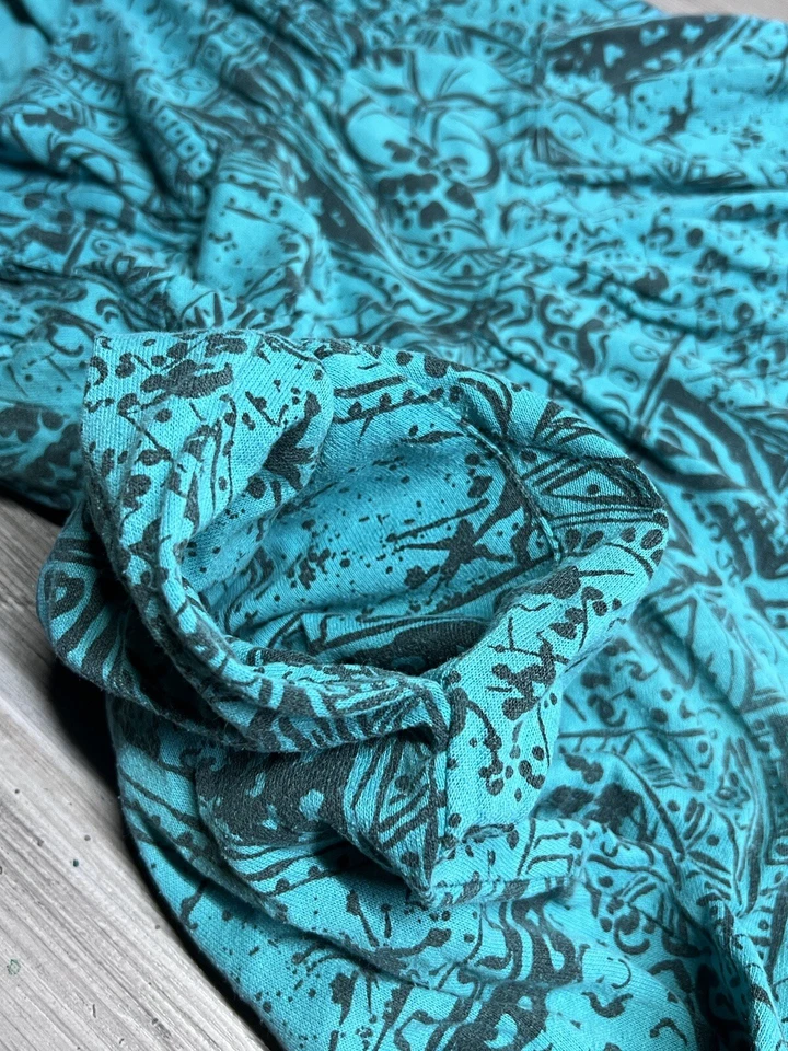 Vintage 90s Womens Romper Scoop Neck Tank Artsy Tribal Floral Teal Size Medium - Image 3 of 4