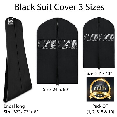 Schwarz Klar Kleid Abdeckungen Anzug Abdeckung Taschen Kleidung Lang Kleid Atmungsaktiv 5 x Größen