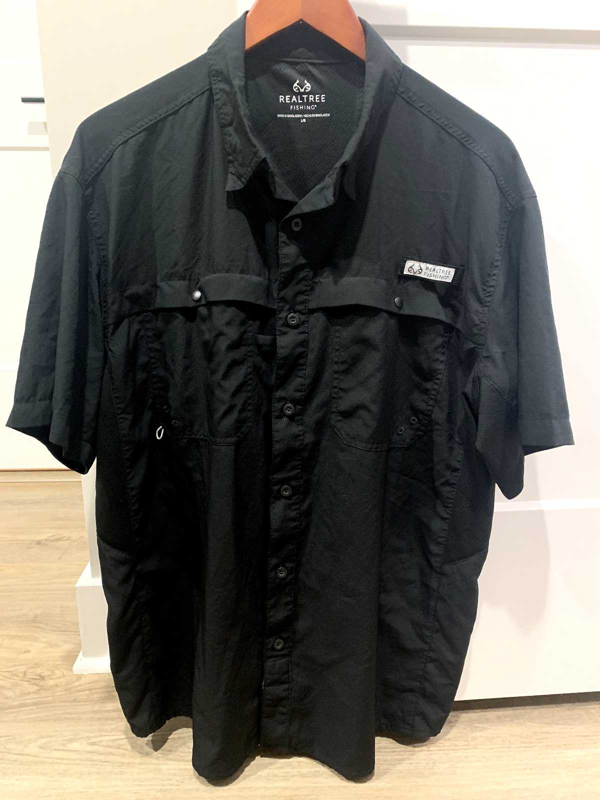 Realtree Men's Fishing Guide Shirt Black Size Large Short Sleeve Lightweight