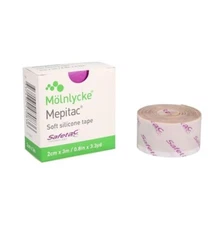 *1-Pack* Molnlycke Mepitac Soft Silicone Tape Safetac 0.8" x 3.3 Yards 298300