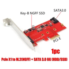 Pcie X1 to M.2(NGFF) + SATA 3.0 6G (HDD/SSD) PCI-Express Card w/Profile Bracket