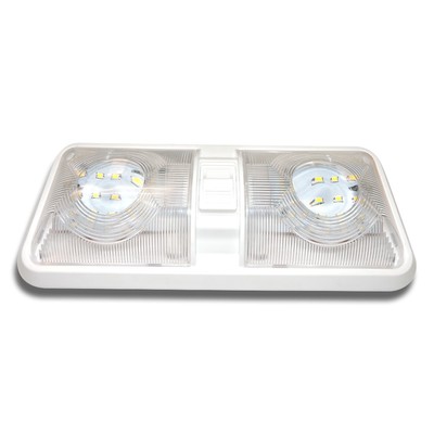 LeisureLED RV Interior Dome Lights - 12V Double Dome Ceiling Lights For Camper, Boat & Trailer (Set Of 3)
