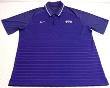 Nike TCU Horned Frogs Men's XL Polo Shirt Dri-Fit Embroidered NCAA Logo Purple