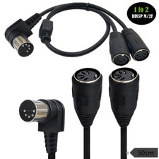 5 PIN MIDI DIN Male Right Angle Plug to 2 Female Socket Y Splitter Adapter Cable