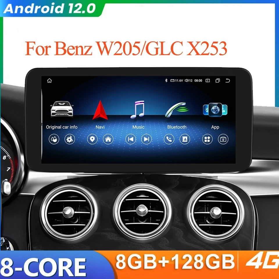 10.25'' Android 13 Display BT Navi GPS 8+128GB for Benz GLC C W205 X253 NTG5.0