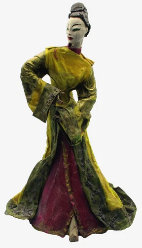 Vintage Signed Kathi Urbach Japanese Fabric Doll Figurine Sculpture Circa 1940's