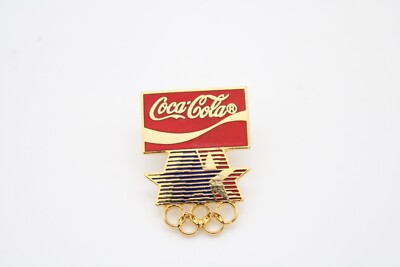 1984 LA Los Angeles Olympic Summer Games Coca Cola Pin Stars Rings Sponsor VTG
