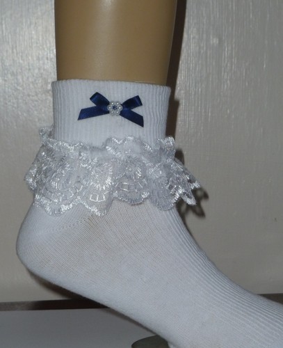 navy frilly ankle socks