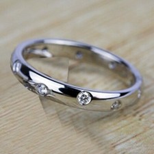 0.22Ct White Round Bezel Set CZ Matching Wedding Band 14K White Gold Finish