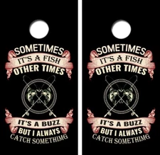 Sometimes It's A Fish Cornhole Board Wrap LAMINATED Decals Vinyl Sticker #4724