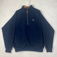 Straight Down Sweater Mens Extra Large Blue 1/4 Zip Pullover Pockets Made In USA