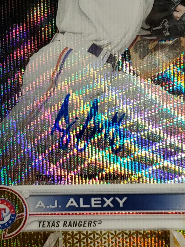 A.J. Alexy 2022 Topps Chrome Rookie Autograph Gold Wave Refractor /50 Rangers RC - Image 2 of 4