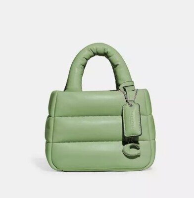 NWT Coach Mini Pillow Tote Quilted Bag Silver Pale Pistachio