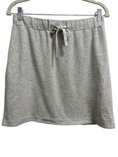 Adorable Comfy Juicy Couture Light Gray Velour Mini Skirt Size Medium