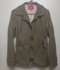 Massimo Green Corduroy Jacket Sz Large With Buttons & Faux Belt Rn17730