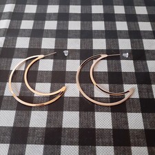 Crescent Moon Cute 2 Inch Stud Pair Of Earrings