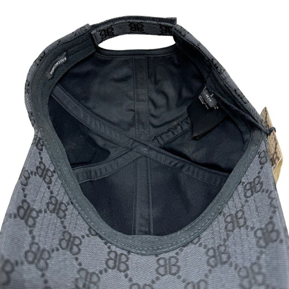BALENCIAGA Gucci Hacker Project Baseball Cap Hat Canvas Gray Black Used