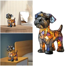 Schnauzer Lamp Stained Retro Dogs Stained Resin Tabletop Night Light 3D Cute LED