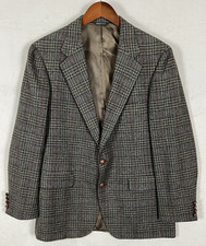 Chaps Ralph Lauren Sport Coat Plaid 42R Brown Men's Vintage Wooden Buttons