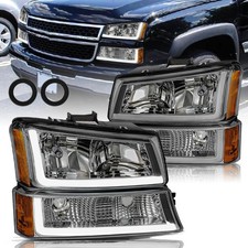 4PCS LED DRL Headlight for Chevy Silverado Avalanche 2003-2006 2500 Smoke Amber