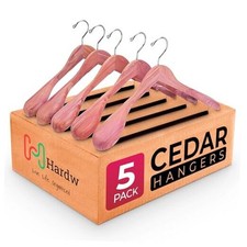 Cedar Hangers for Closet - 5 Pack Extra Wide Wooden Hangers for Suits, Coat,