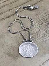 SILPADA 925 Sterling Silver Necklace with Hammered Oval Disk Pendant 16”