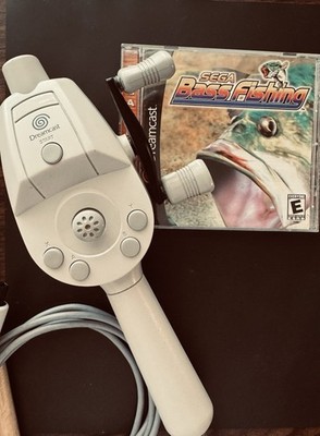 Sega Dreamcast Fishing Controller Rod And Bass Fishing Game Bundle