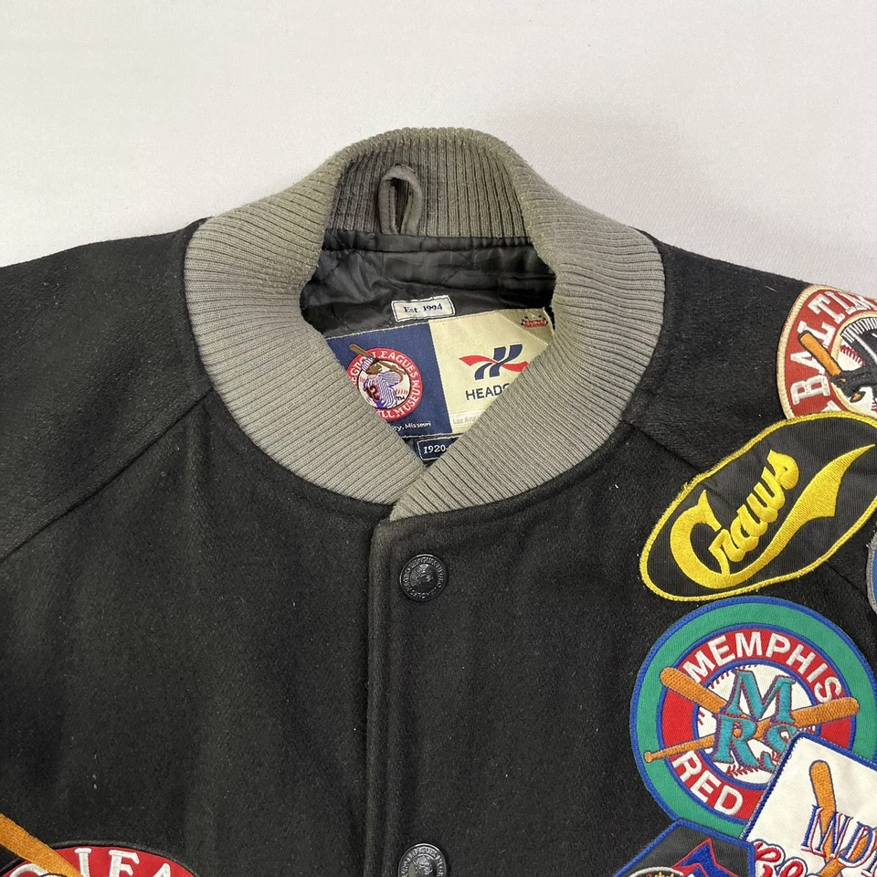 Chaqueta de béisbol de colección de la Liga Negra para hombre 3X-grande negra parches NLBM botón de lana Foto 3 de 4