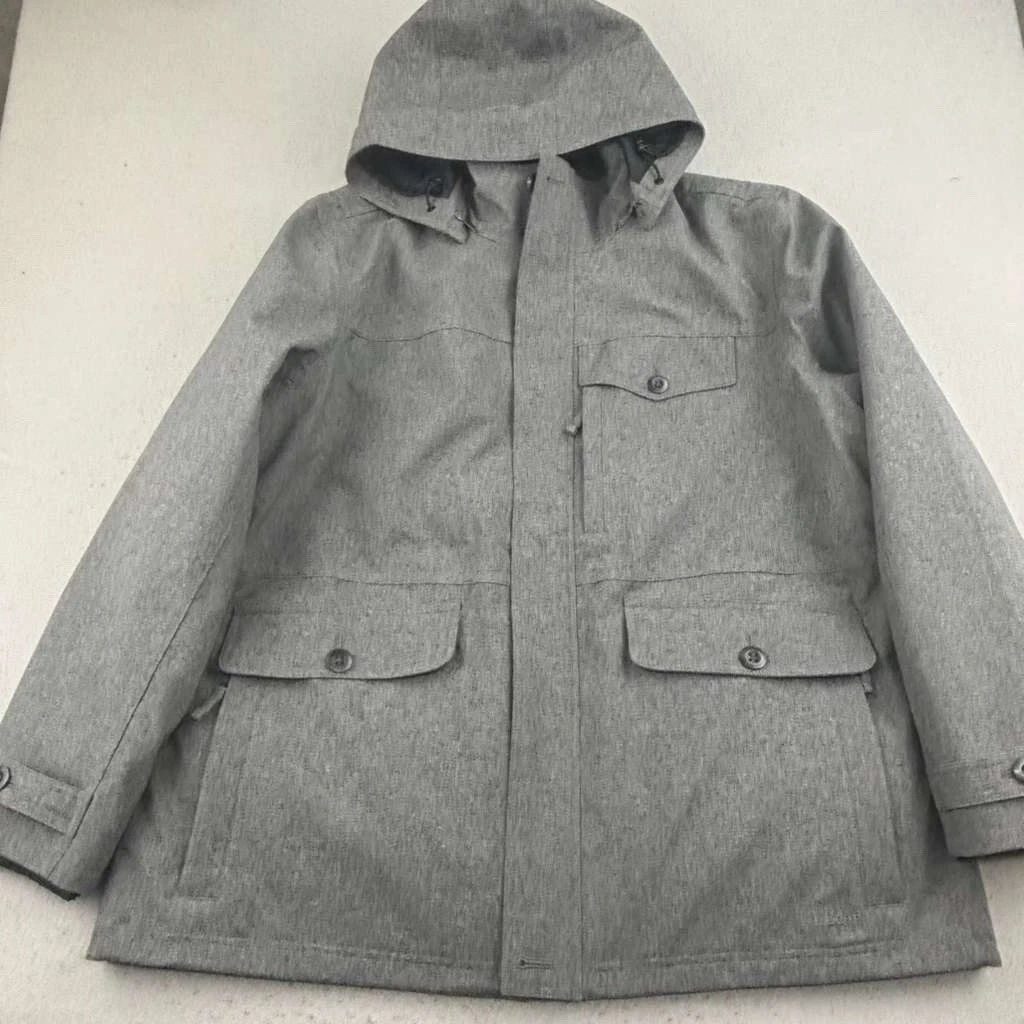 LL Bean Liner Jacket Mens 2XL Gray Nylon Insulated Full Zip Hooded 3-in-1 Coat