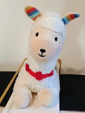 NWOT FAO Swartz Plush Llama Alpaca With Rolled Blanket On Back 11" Plush Toy