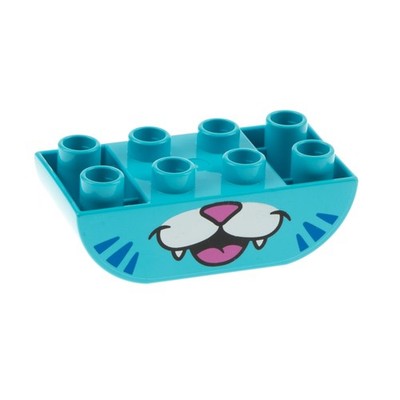 1x Lego Duplo Roof Tile 2x4 Light Blue Curved Inverted Cat 98224pb004