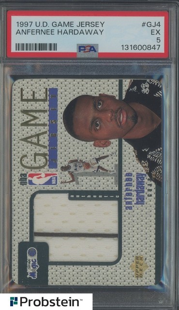 1997 UD Game Jersey #GJ4 Anfernee Hardaway Magic GU Jersey PSA 5 EX