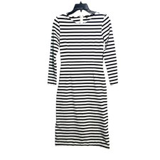 J.Crew Long Sleeve Striped Dress in Black Ivory