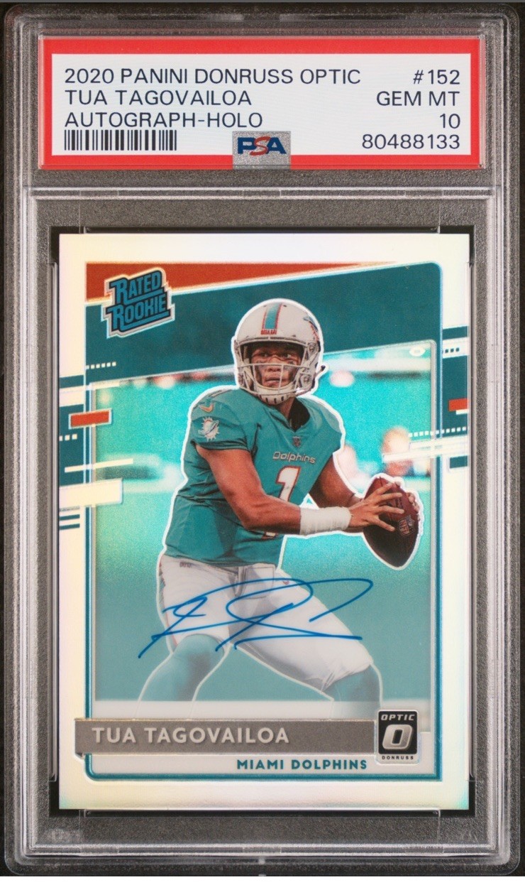2020 Donruss Optic Tua Tagovailoa Rated Rookies Auto Holo /99 PSA 10