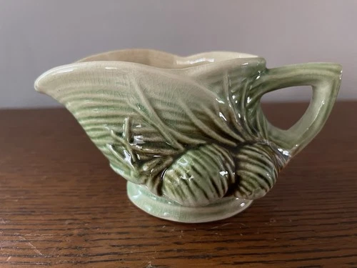 McCoy Pottery Creamer Pinecone Green Brown Vintage 1940s