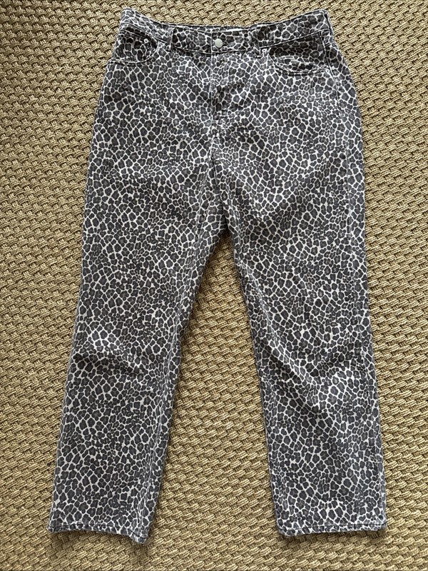 Madewell The Longline Straight Jean Leopard Print  Button Fly Size 31