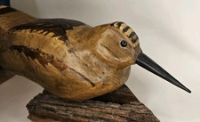 VINTAGE HAND CARVED WOODCOCK Timberdoodle Gamebird BIRD Signed