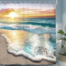 Beach Ocean Themed Cloth Fabric Decorative Shower Curtain Sets for Bathroom S...