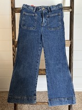 Crewcuts Girls Blue Denim Wide-Leg Jeans Size 10 Button Closure Pockets