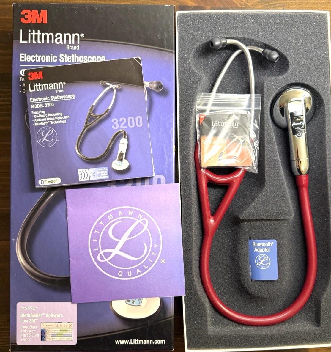 NEW 3M Littmann 3200 Electronic Stethoscope | Red | Bluetooth