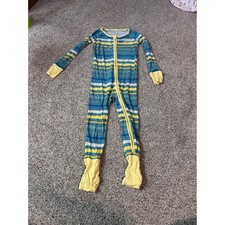 Little Sleepies secret garden 2T Blue Yellow Stripe Bamboo Pajamas Sleepwear