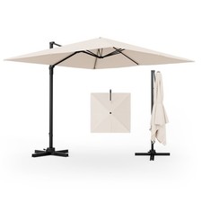 Patio 9.5FT Square Cantilever Offset Hanging Umbrella 2-Tier 360  Outdoor Beige