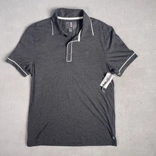 New Buffalo By David Bitton Casual Polo Short Men Medium Gray Short Sleeve