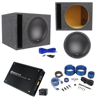 MTX 7515-22 15'' 750w RMS Subwoofer+Vented Sub Box Enclosure+Mono Amplifier+Wires