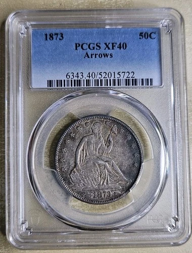 1873 Liberty Seated Half Dollar 50c PCGS XF40 with Arrows Extremely Fine EF US