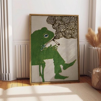 Frog Smoking a Cigarette Vintage Poster Art Retro Whimsical Print Funny Animal W