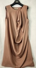 Halston Heritage Dusky Pink Satin Draped Sheath Dress Sleeveless Size 6