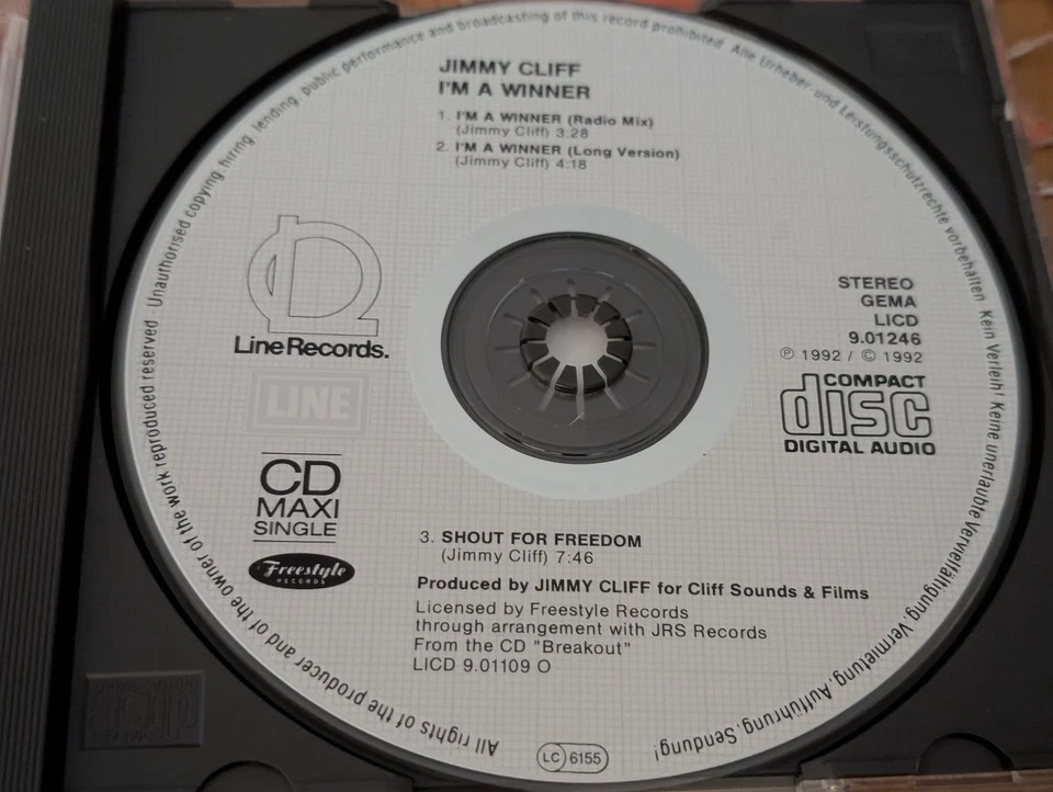 Jimmy Cliff I'm a winner 1992 Maxi-CD Single Line Records Reggae Shout for Freed - Bild 3 von 4